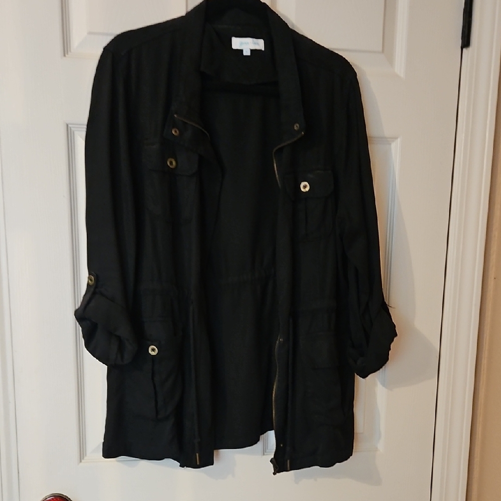Grace & Lace Black Lightweight Utility Jacket with Pocket Details